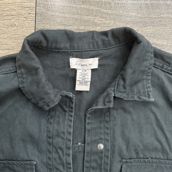 Anthropologie "if it were‎ me" Green Snap Front Oversized Denim Jacket Womens S - Picture 3 of 9